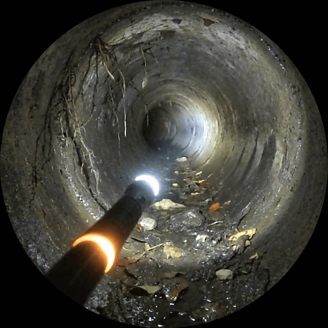 Crystal clear internal view of a drainage pipe from our HD camera