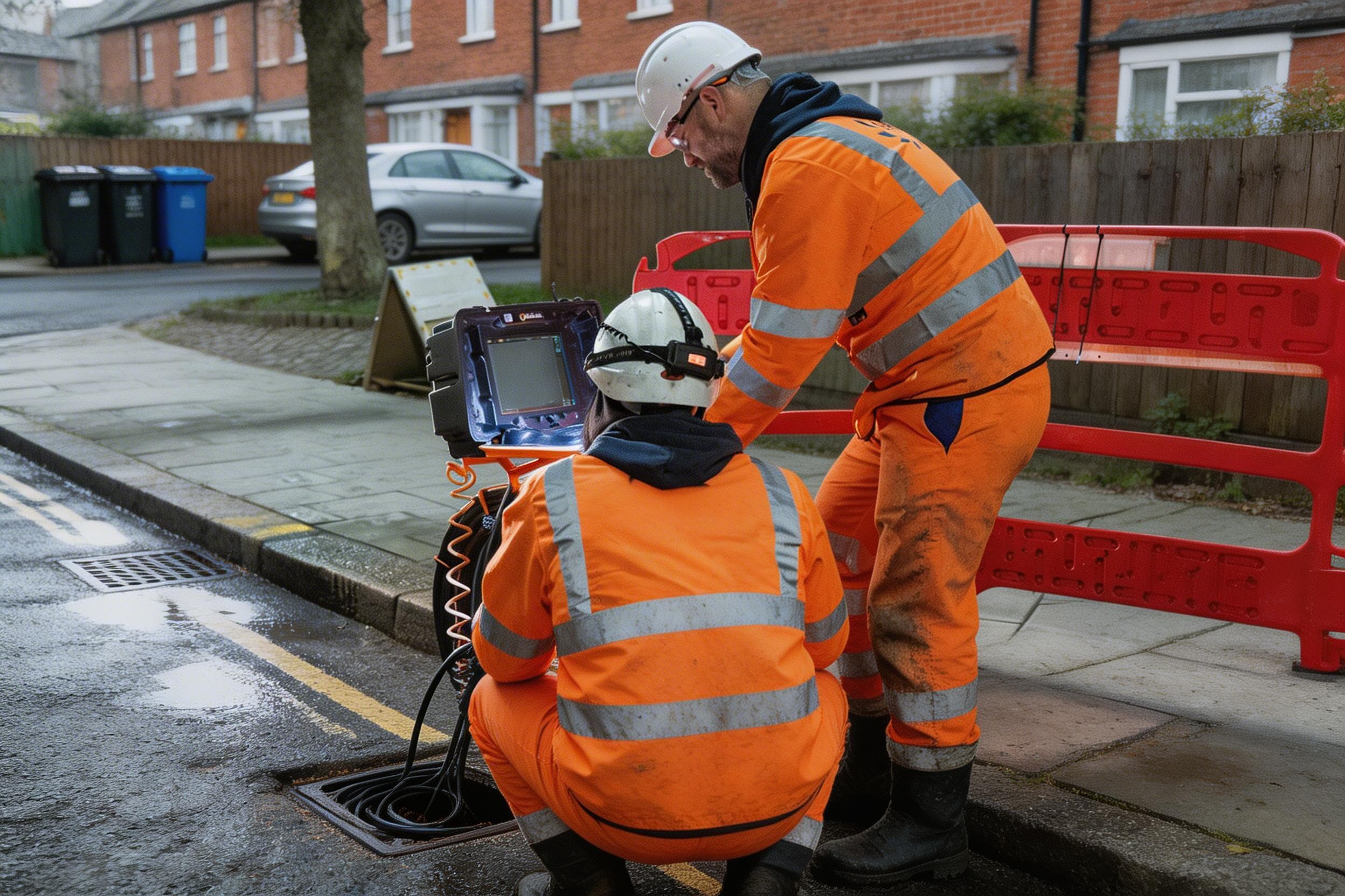 CCTV drain survey team performing an inspection in Leeds