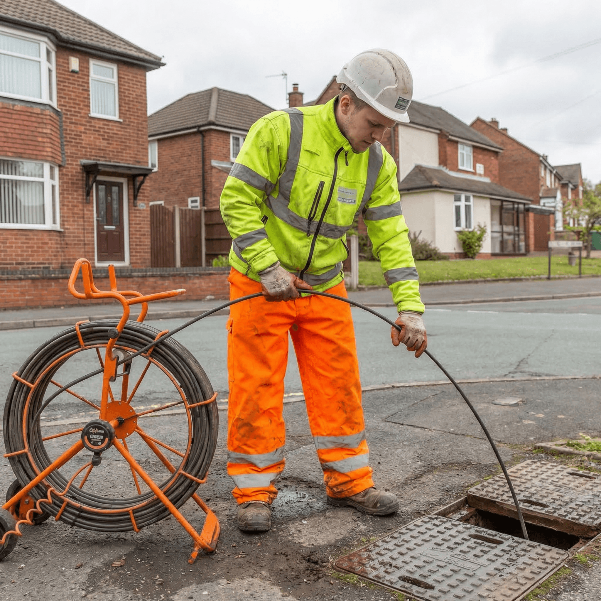 Homebuyer CCTV drain survey being carried out at a Leeds property before purchase